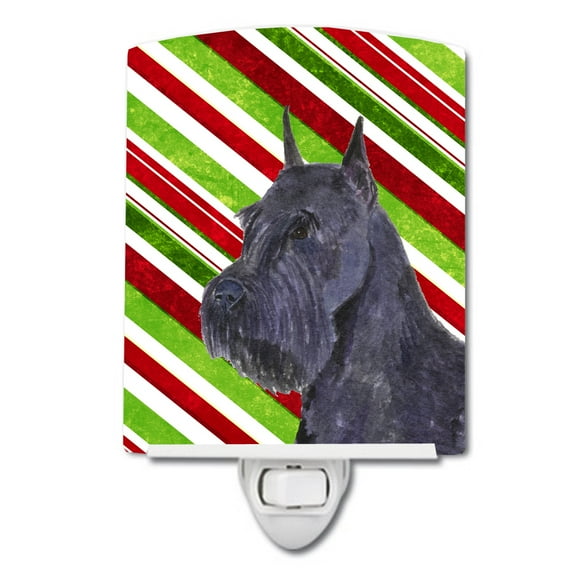 Caroline's Treasures SS4592CNL Schnauzer Candy Cane Holiday Christmas Ceramic Night Light, 6x4x3", multicolor