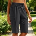thumbnail image 2 of Besolor Womens Running Shorts High Waist Elastic Drawstring Lightweight Quick Dry Casual Athletic Workout Knee Length Shorts with Pocket, 2 of 7