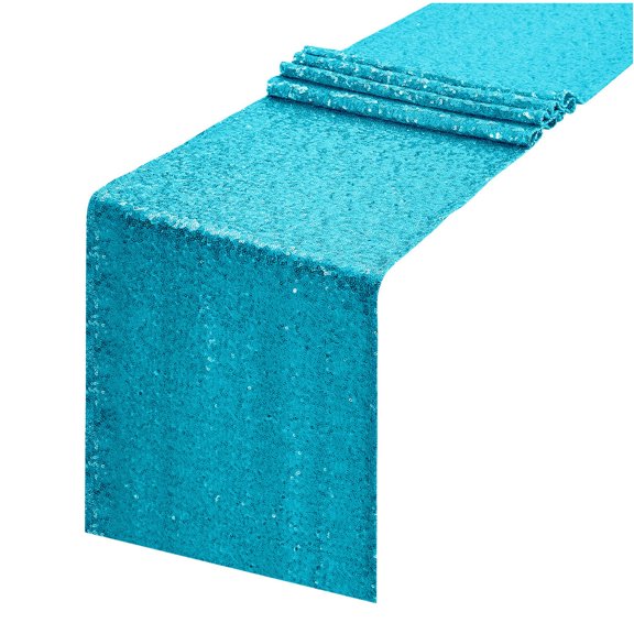 Bxaolu Sequin Table Runner: 12x71Inch Glitter Decoration Sparkly Fabric for Halloween Graduation Holiday Birthday Outdoor Table Decor (1Pack)