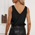 thumbnail image 5 of Women’s Satin Tank Tops V Neck Sleeveless Cami Blouses, Casual Loose Fit Summer Camisole Shirt, Silky Soft Lightweight Basic Tops for Daily Wear Black, 5 of 7