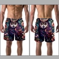 thumbnail image 3 of luoweisi Men's Beach Shorts Quick Dry Swim Trunks with Mesh Lining Cartoon Owl 2XL, 3 of 5