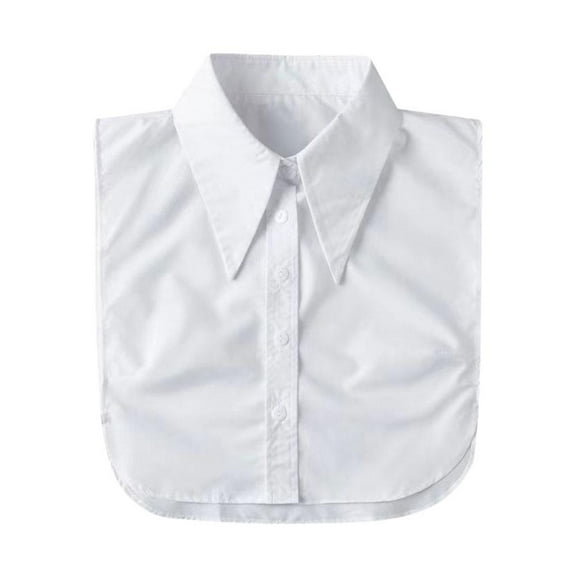 White Long-Pointed Flat Dickey Collar False Faux Cotton Shirt Half C09C