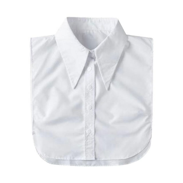 LUVCLS Blusa de algodón sintético con cuello de pico largo y plano, botones blancos