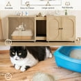 thumbnail image 6 of TROPOW Cat Litter Box Enclosure 55.1" Double Litter Box Furniture Large Cat Box Enclosure Kitty Litter Box for 2 Cats Hidden Cat Litter Cabinet Double Cage with Cat Litter pad Rattan Door,Wood Color, 6 of 7