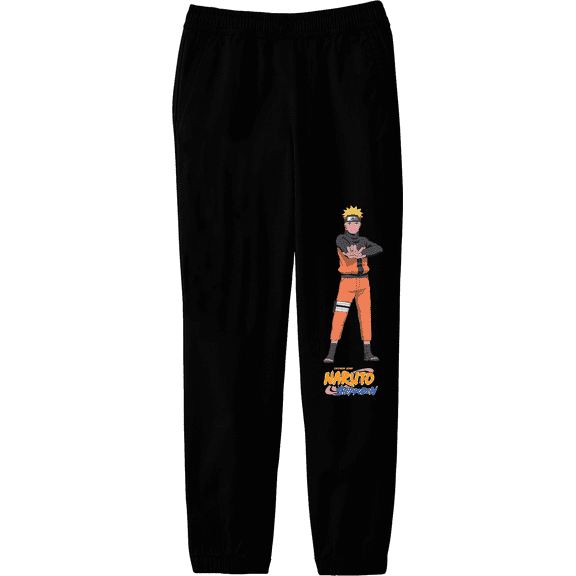 Naruto Shippuden Anime Cartoon Graphic Print Youth Boys Black Sweatpants - M
