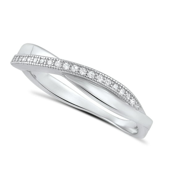 Sterling Silver Cz Thin Stackable CrissCross X Ring for Women and Teens - Size 6