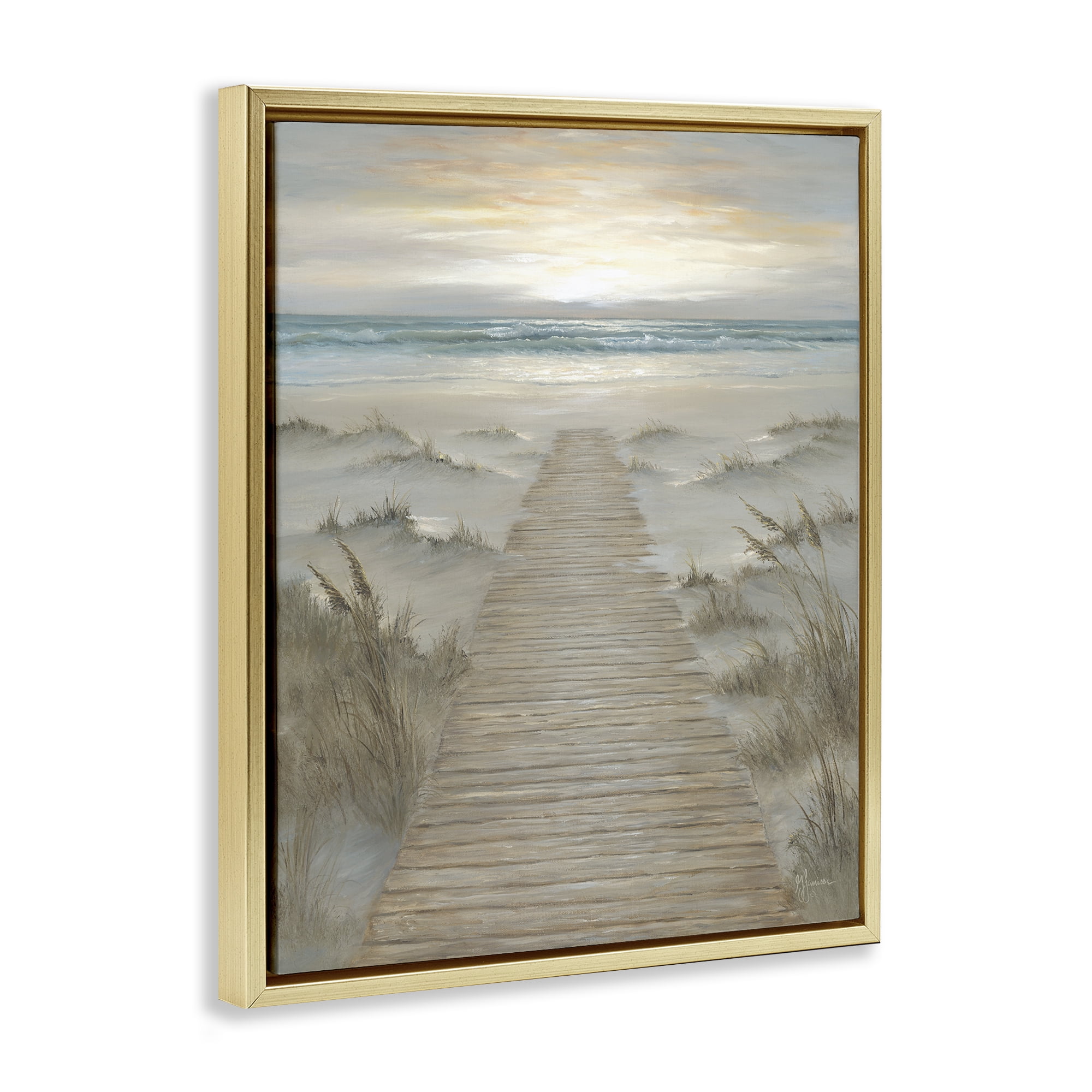 Stupell Industries The Path Towards Sunrise Gold Framed Floater Canvas Wall Art, design by Georgia Janisse