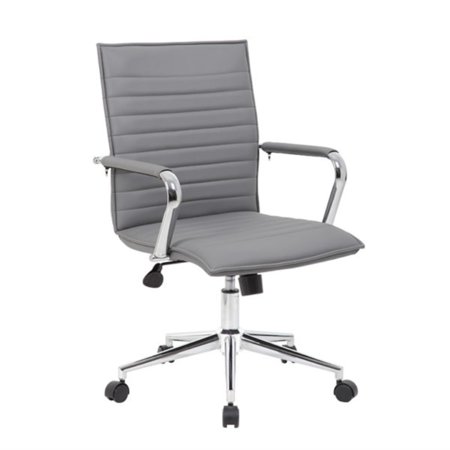 UPC: 0751118953329 | Boss Office & Home Mid-Back Ribbed Adjustable Office Desk Chair  Gray