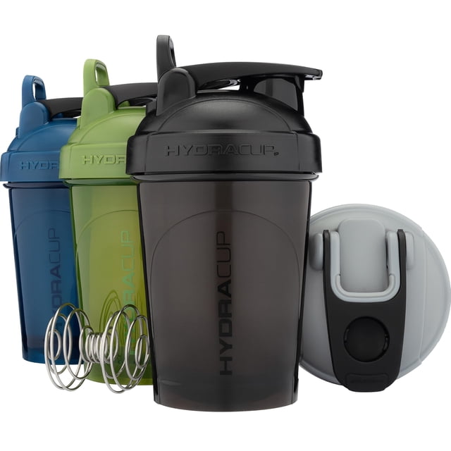 Hydra Cup OG 4 Pack 20 oz Small Shaker Bottles for Protein Mixes, Shaker Cups with Ball Blender Whisk, Travel To Go, BPA Free (Multicolor Set)