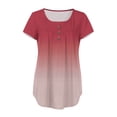 thumbnail image 5 of gakvbuo Summer Savings Clearance Plus Size Tunic Tops For Womens Tops Hide Belly Tunic 2023 Summer Short Sleeve Ruched Botton Up T Shirts Cute Flowy Henley Tshirt Casual Dressy Blouses For Leggings, 5 of 6