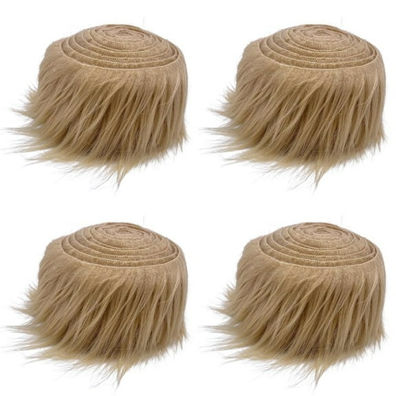 ERDOUY 4pcs Christmas Faux Fur Ribbon Trim Fabric Roll for Christmas Tree Decor or Wreath Bows Craft 59*1.96inch(Khaki)