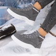 thumbnail image 2 of Knee High Boots Women Fashionable Casual Winter Warm Short Boots Solid Color Round Toe Front Lace-Up Thick Sole Ankle Boots, 2 of 10
