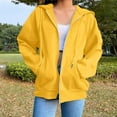 thumbnail image 6 of GPOECD Plus Size Womens Zip Up Hoodies with Pockets Long Oversized Front Zipper Casual Comfy Hooded Sweatshirt Fall Winter Yellow,XXL, 6 of 7