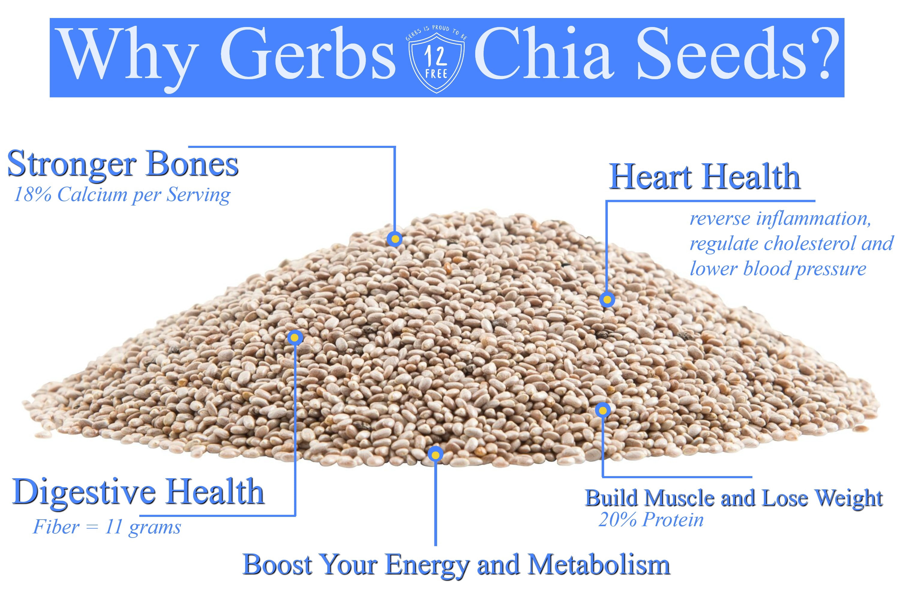 Gerbs Raw White Chia Seeds 2 lb Bag