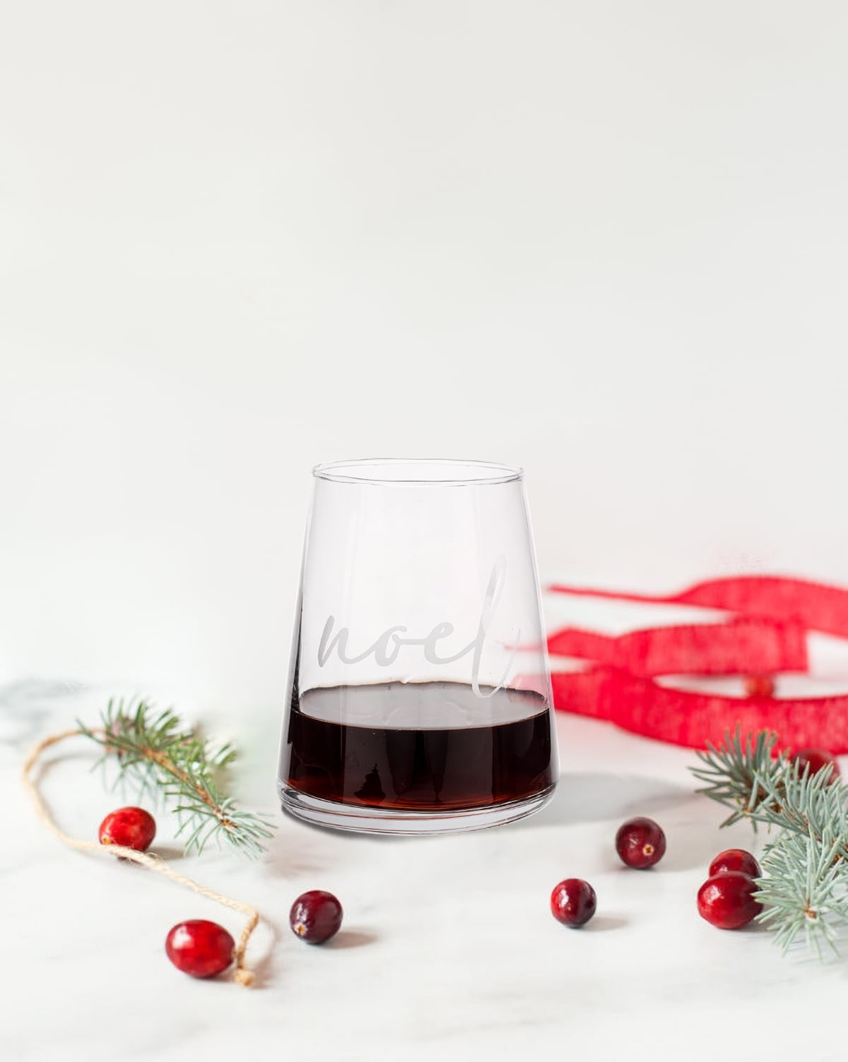 Holiday Time Noel Stemless Wine Glass 17oz