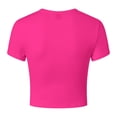 thumbnail image 5 of Gubotare T Shirts for Women Women 2025 Summer Crew Neck Short Sleeve Tops Ribbed Knit Slim Fit Fashion Basic Tee Shirts Casual Going Out Top (Hot Pink,Size S), 5 of 5