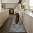 thumbnail image 3 of PABUBE Kitchen Mat 24"x87", Waterproof & Oil Proof Kitchen Rug, Persian Vintage Decor, 0.4" Thick Cushioned Anti Fatigue Kitchen Mat for Floor, Easy Clean, Non-Slip Kitchen Floor Mat, 3 of 9