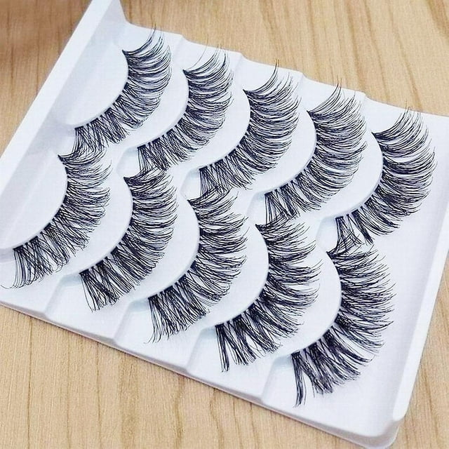 Elegante maquillaje natural de pestañas postizas hecho a mano, 5 pares