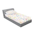 thumbnail image 2 of Ambesonne Cartoon Fitted Sheet & Pillow Sham Set, like Drawing, Twinxl, Multicolor, 2 of 2