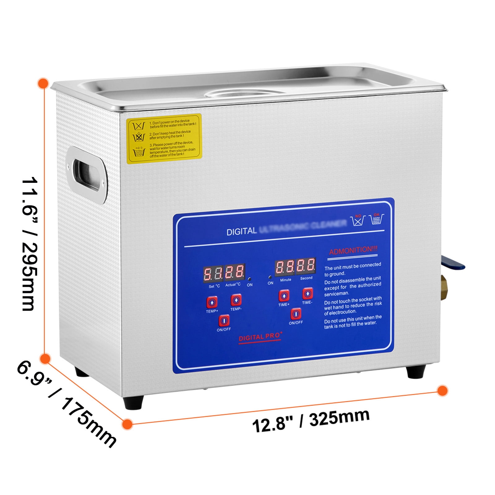 Digital Timer & Heater Equipped Ultrasonic Cleaner, KFFKFF Ultra Sonic Professional Jewelry Cleaning Device, Stainless Steel Warming Cleaner for Rings, Small Components, Circuit Board (6L)
