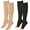 Beige+Black, variant on MARTINE MALL 2 Pair Knee High Graduated Compression Stockings 20-30 mmhg Close Toe Compression Socks for Women and Men(Beige Black)