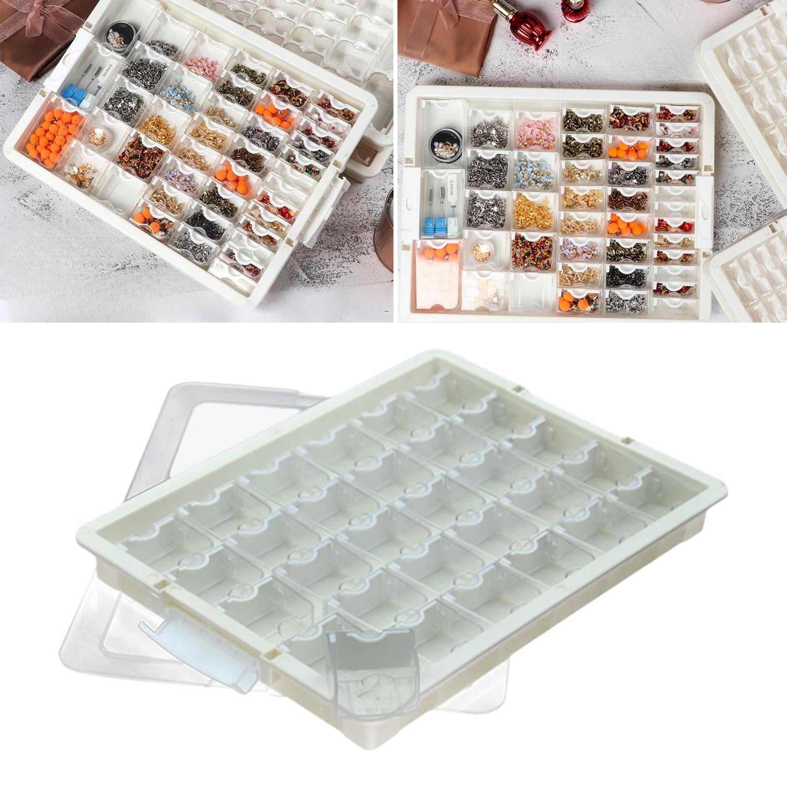 Abbraccia Bead Storage Box Bead Organizer Box Supplies Clear Container, Stackable for Beads Charms Arts and Crafts Jewelry Finding Nail 30 Grid