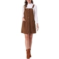 thumbnail image 2 of Vestido de Pana para Mujeres INSPIRE CHIC con Tirantes Ajustables, Botones y Bolsillos XS Marrón Oscuro, 2 of 6