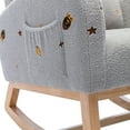 thumbnail image 4 of Nursery Rocking Chair with Side Pocket, Modern Reading Chair with Upholstered High Back, Wooden Rocker Armchair for Living Room, Baby Kids Room, Bedroom, Gray, 4 of 7