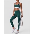 thumbnail image 2 of PISONIC Women 2 Piece Workout Sets Color Block Sports Bra High Waist Tummy Control Active Leggings Yoga Outfit Set, 2 of 8