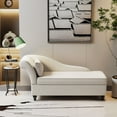 thumbnail image 3 of Apeaka Modern Faux Suede Ergonomic Design High-Density Foam Chaise, White, 3 of 5