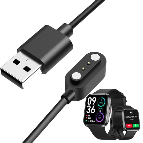GJX Smart Watch Charger, Smartwatch Replacement Usb Magnetic Charging Cable 2Pin Cord, Pin Spacing 3Mm, Compatible with Idw13, Idw19, Idw26, Id208Plus, Tgw01 Watch