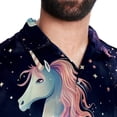 thumbnail image 5 of Starry Unicorn Men's Short Sleeve Poplin Shirt, Casual Button Down Shirts, Printed Summer Beach Shirt, Unisex Casual Button Down Top, 5 of 6