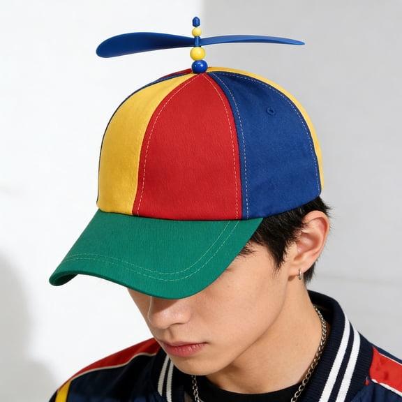 Kieccall Color Block Propeller Baseball Cap Novelty Casual Hat for Daily Wear Fun Fashion and Outdoor Use Gift