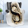 thumbnail image 4 of Letter S Soft Flannel Fleece Throw Blanket, Uppercase Typography Fiery Hot Flames Charred and Background, Cozy Plush for Indoor and Outdoor Use, 60" x 80", Orange Black Tan, by Ambesonne, 4 of 5