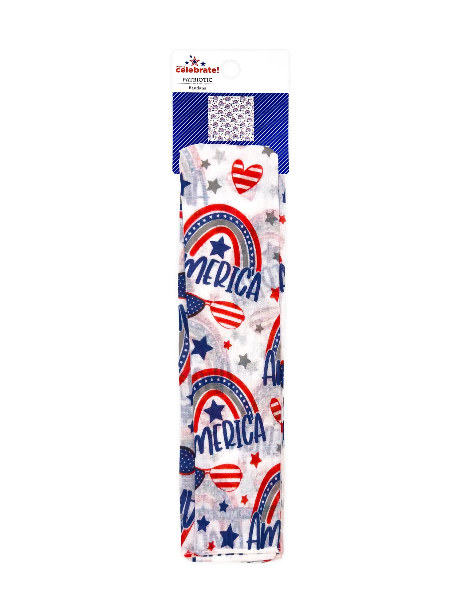 Fourth of July Women’s Americana Bandana from Way to Celebrate, One Size, White/Multi