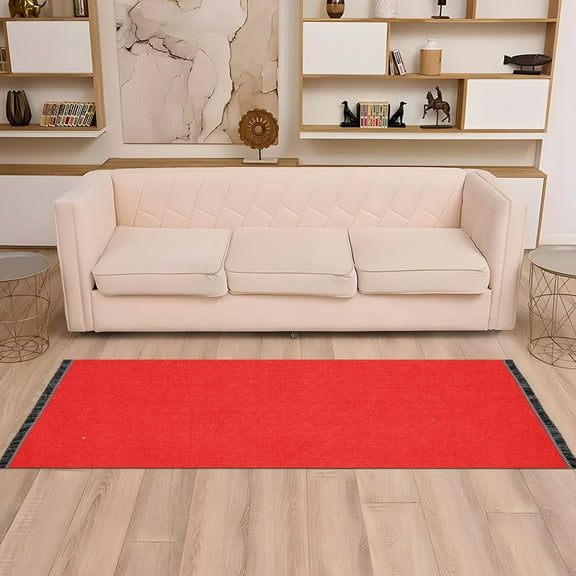 Runner Area Rug Soft Non-Slip Washable Carpet for Hallway Bedroom Living Room Home Decor 2"x6" Red