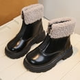 thumbnail image 2 of Children's Winter Solid Color Cropped Leather Boots British Style Boots, 2 of 7
