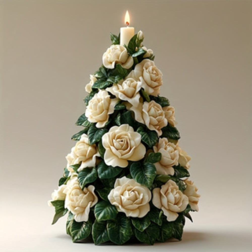 4PCS Flower Christmas Tree Scented Candle Silicone Molds - 3D Wax Molds for DIY Candle Making, Epoxy Resin Molds for Soap Art Crafts Cakes Chocolate Home Decoration, Christmas Gifts