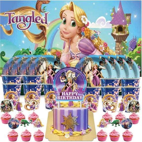 Tangled Princess Birthday Cups Party Supplies Decor Backdrop Paper Plates Fans Decorations Banner