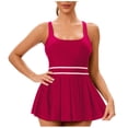 thumbnail image 1 of Riforla Maillots de Bain pour Femmes Robe de Bain Fendue Dos Nu Triangle Maillot de Bain de Plage avec Blocs de Couleur Maillot de Bain pour Femmes Rouge P, 1 of 4