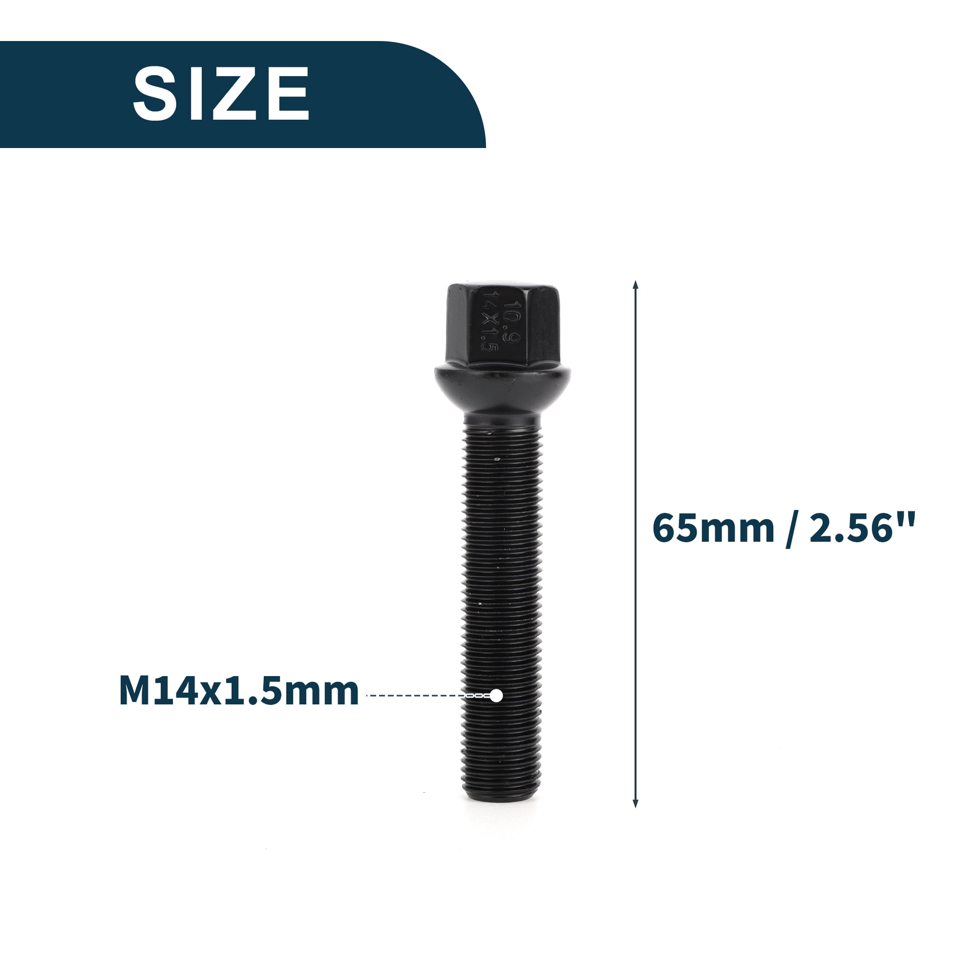 Unique Bargains Ball Seat Wheel Lug Bolt for Volkswagen and for Audi M14x1.5mm 10 Pieces