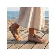thumbnail image 4 of BLISSFUL STEP Women's Shoes Open Toe Rhinestone Butterfly Knot T--Strap Ankle Elastic Flat Sandals Khaki 9.5, 4 of 6