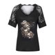 thumbnail image 4 of Blusa de manga corta con estampado de calavera para mujer Fridja  bn4929, 4 of 5