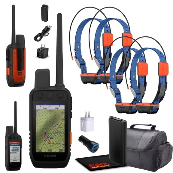 Garmin Alpha 300i Handheld Advanced Dog Tracker & Training System With inReach Technology Bundle With 4x Garmin Dog Collars Alpha T20 Tracking Collar For Dogs With GPS   Field Bag And More