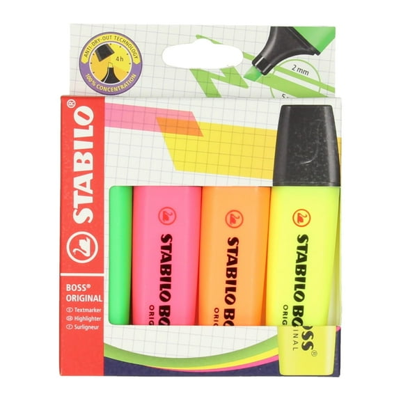 Markeerstift stabilo boss 70/4 assorti 4st  Etui a 4 stuk