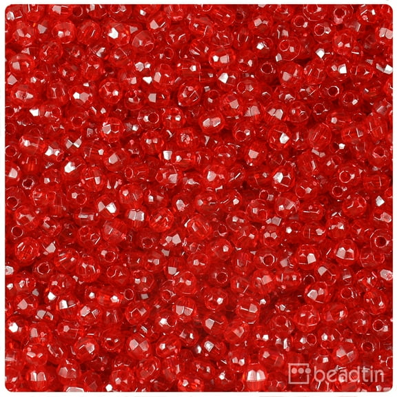 BeadTin Dark Ruby Transparent 4mm Faceted Round Craft Beads (1350pcs)