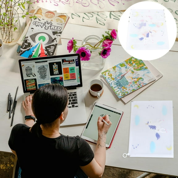 Raindrops 4Pcs Waterproof Plastic Document Holder for School Office Organization Transparent File Pocket