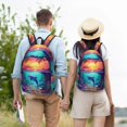 thumbnail image 4 of Disketp Hawaiian Island Dolphin print Canvas Backpack Lightweight Travel Daypack Student Rucksack Laptop Backpack-Small, 4 of 5