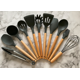 thumbnail image 2 of Juego de utensilios de cocina, 12 piezas de utensilios de cocina avanzados resistentes al calor, accesorios de cocina, herramientas de cocina antiadherentes, herramienta de cocina, sin BPA (negro) TUNC Sencillez, 2 of 4