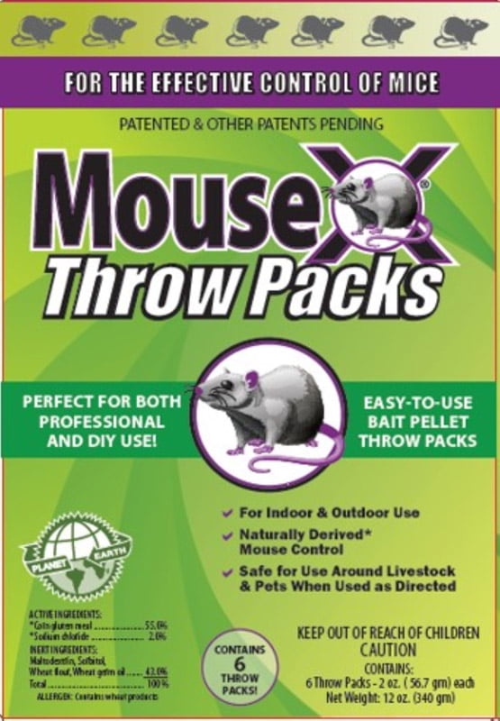 MouseX Non-Toxic Throw Packs Bait Pellets for Mice, Pack of 6 - 12oz, EcoClear Products